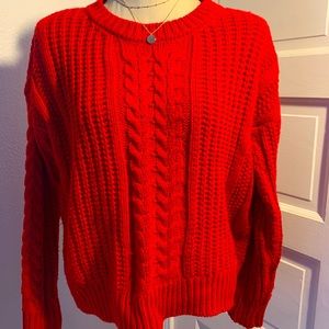 Red Chunky knit sweater